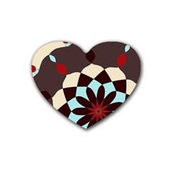 Red And Black Flower Pattern Heart Coaster (4 Pack)  by digitaldivadesigns