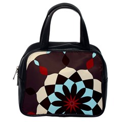 Red And Black Flower Pattern Classic Handbags (one Side) by digitaldivadesigns