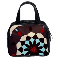 Red And Black Flower Pattern Classic Handbags (2 Sides) by digitaldivadesigns