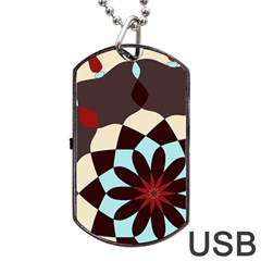 Red And Black Flower Pattern Dog Tag Usb Flash (two Sides) by digitaldivadesigns