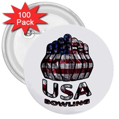 Usa Bowling  3  Buttons (100 Pack)  by Valentinaart