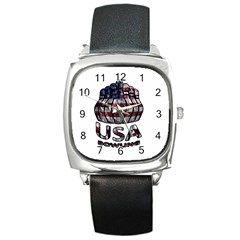 Usa Bowling  Square Metal Watch by Valentinaart