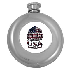 Usa Bowling  Round Hip Flask (5 Oz) by Valentinaart