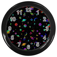 Space Pattern Wall Clocks (black) by Valentinaart