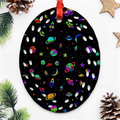 Space Pattern Oval Filigree Ornament (two Sides) by Valentinaart