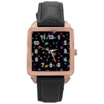 Space pattern Rose Gold Leather Watch  Front