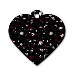 Space Pattern Dog Tag Heart (two Sides) by Valentinaart