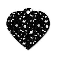 Space Pattern Dog Tag Heart (one Side) by Valentinaart