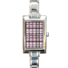 Plaid Pattern Rectangle Italian Charm Watch by Valentinaart