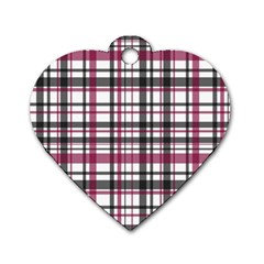 Plaid Pattern Dog Tag Heart (one Side) by Valentinaart