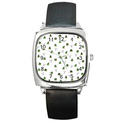 Cactus Pattern Square Metal Watch by Valentinaart