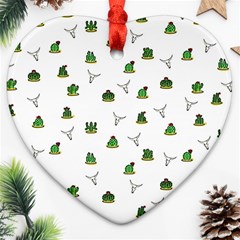 Cactus Pattern Heart Ornament (two Sides) by Valentinaart