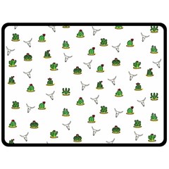 Cactus Pattern Fleece Blanket (large)  by Valentinaart