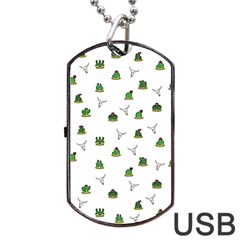 Cactus Pattern Dog Tag Usb Flash (one Side) by Valentinaart