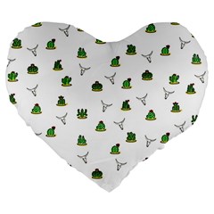 Cactus Pattern Large 19  Premium Heart Shape Cushions by Valentinaart