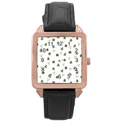 Cactus Pattern Rose Gold Leather Watch  by Valentinaart