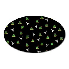 Cactus Pattern Oval Magnet by Valentinaart