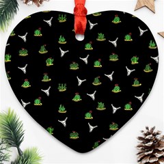 Cactus Pattern Heart Ornament (two Sides) by Valentinaart