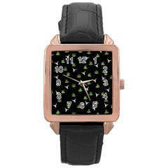 Cactus Pattern Rose Gold Leather Watch  by Valentinaart