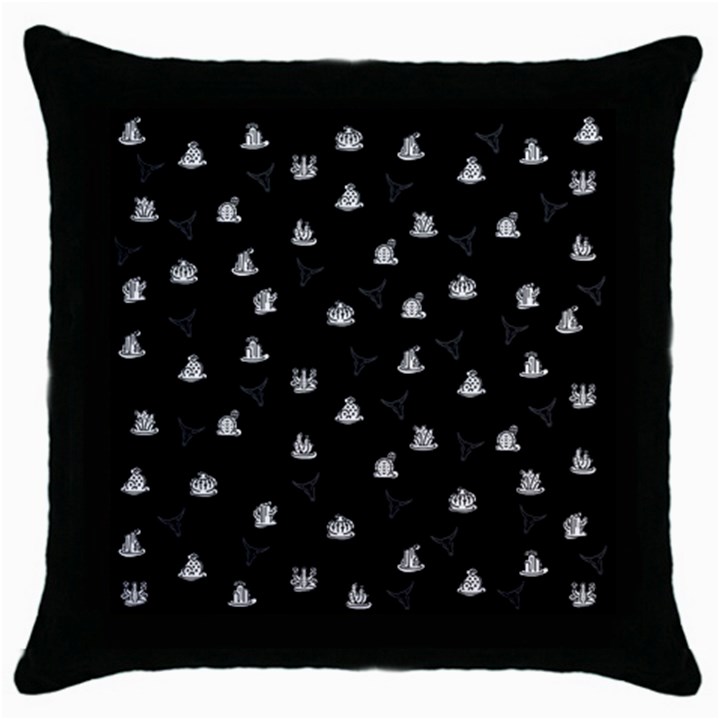 Cactus pattern Throw Pillow Case (Black)