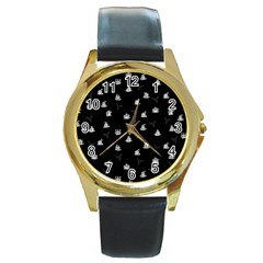 Cactus Pattern Round Gold Metal Watch by Valentinaart