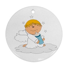 Angel Baby Bottle Cute Sweet Round Ornament (two Sides) by Nexatart