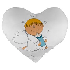 Angel Baby Bottle Cute Sweet Large 19  Premium Flano Heart Shape Cushions by Nexatart