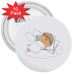 Sweet Dreams Angel Baby Cartoon 3  Buttons (10 Pack)  by Nexatart