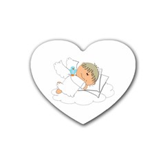 Sweet Dreams Angel Baby Cartoon Rubber Coaster (heart)  by Nexatart