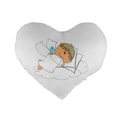 Sweet Dreams Angel Baby Cartoon Standard 16  Premium Flano Heart Shape Cushions by Nexatart