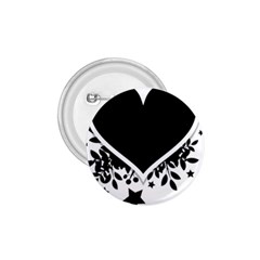 Silhouette Heart Black Design 1 75  Buttons by Nexatart