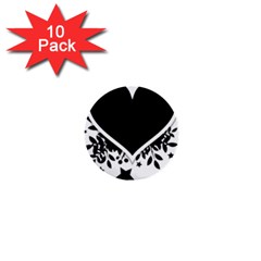 Silhouette Heart Black Design 1  Mini Buttons (10 Pack)  by Nexatart