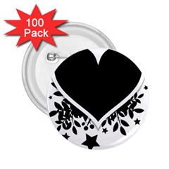 Silhouette Heart Black Design 2 25  Buttons (100 Pack)  by Nexatart