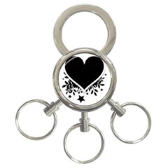 Silhouette Heart Black Design 3-ring Key Chains by Nexatart