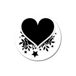 Silhouette Heart Black Design Magnet 3  (Round) Front