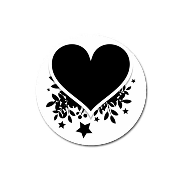 Silhouette Heart Black Design Magnet 3  (Round)