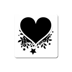 Silhouette Heart Black Design Square Magnet by Nexatart