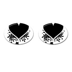 Silhouette Heart Black Design Cufflinks (oval) by Nexatart