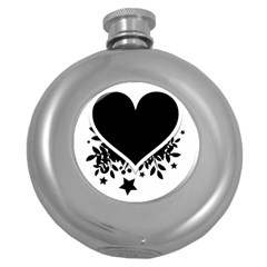 Silhouette Heart Black Design Round Hip Flask (5 Oz) by Nexatart