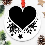 Silhouette Heart Black Design Round Ornament (Two Sides) Back