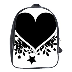 Silhouette Heart Black Design School Bags(large)  by Nexatart