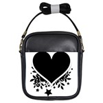 Silhouette Heart Black Design Girls Sling Bags Front