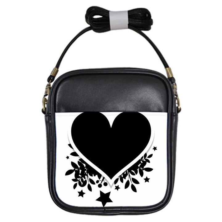 Silhouette Heart Black Design Girls Sling Bags