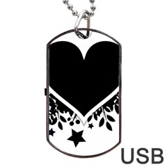 Silhouette Heart Black Design Dog Tag Usb Flash (one Side) by Nexatart