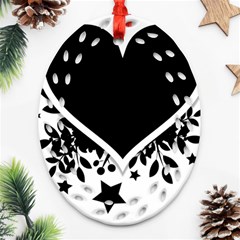 Silhouette Heart Black Design Ornament (oval Filigree) by Nexatart