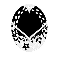 Silhouette Heart Black Design Oval Filigree Ornament (two Sides) by Nexatart