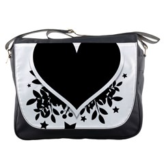 Silhouette Heart Black Design Messenger Bags by Nexatart