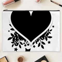 Silhouette Heart Black Design Cosmetic Bag (xxxl)  by Nexatart