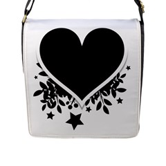 Silhouette Heart Black Design Flap Messenger Bag (l)  by Nexatart