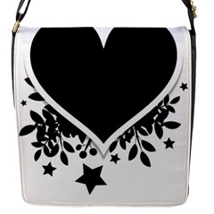 Silhouette Heart Black Design Flap Messenger Bag (s) by Nexatart